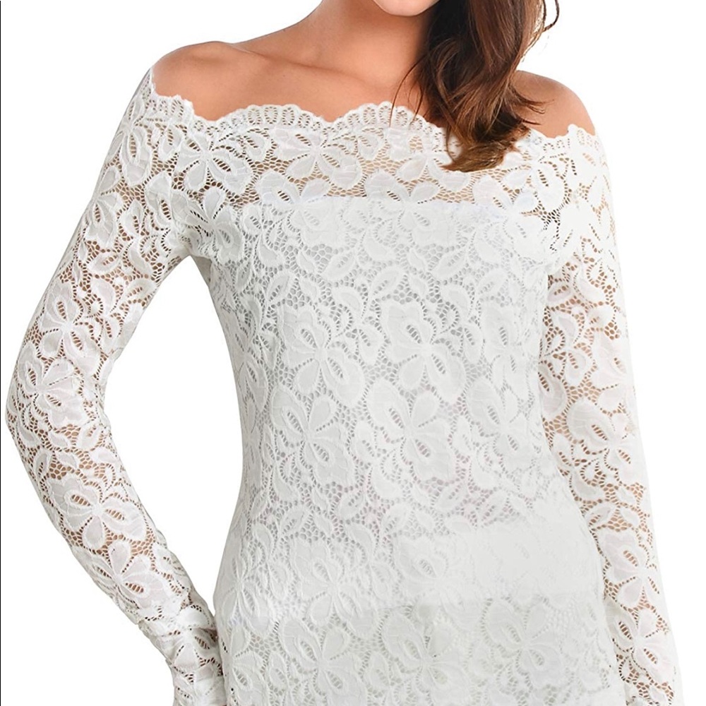 Scalloped neckline offshoulder-soft stretchylining